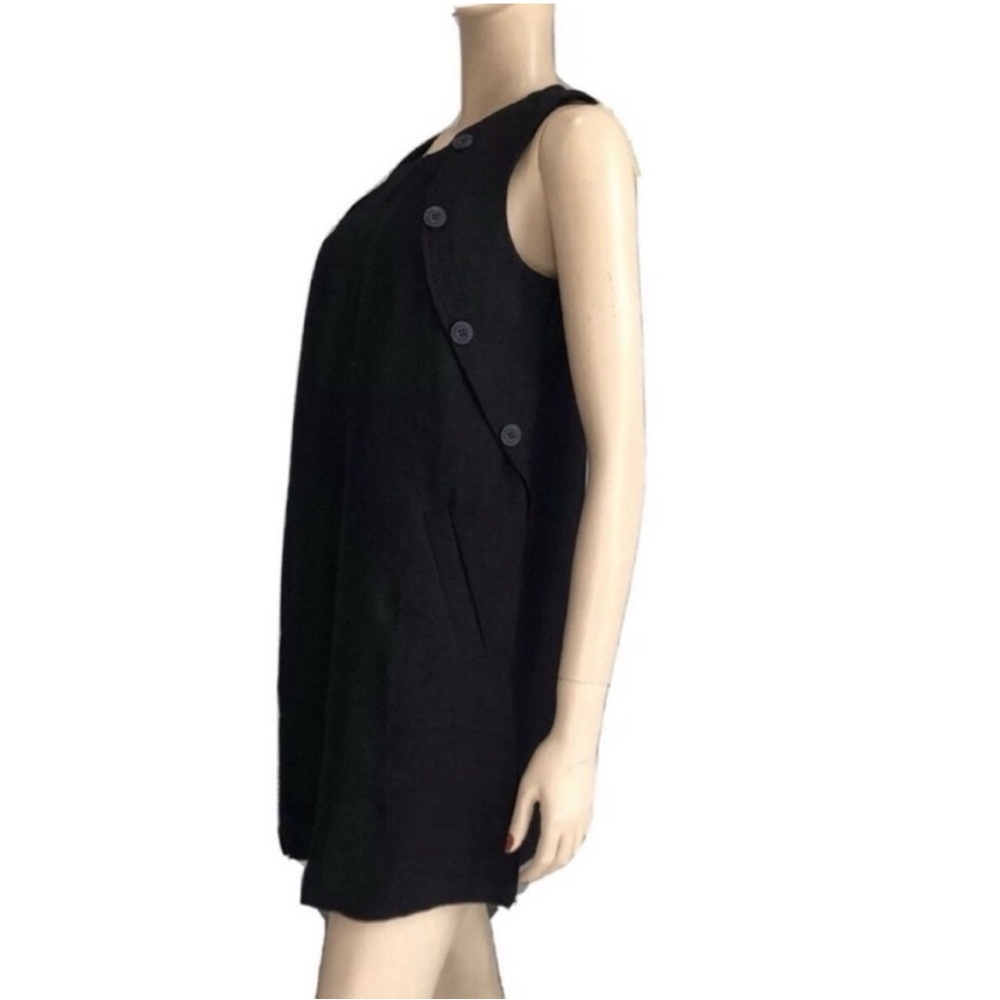I Heart Ronson Black Mini Dress Sleeveless With Button-Trim Shoulders View 3